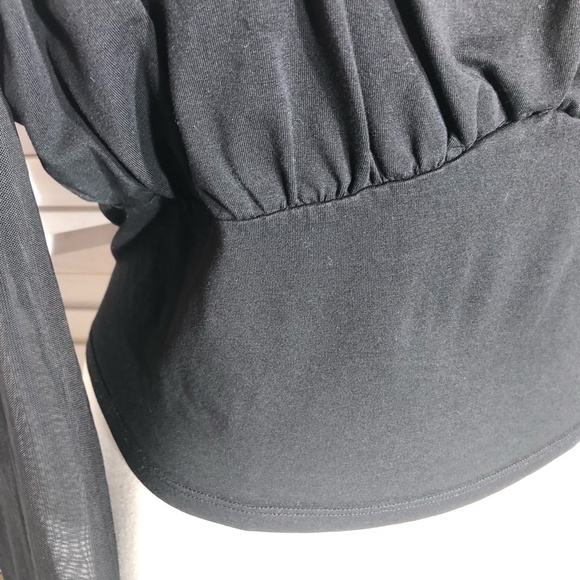 ASOS Design Black Mesh Long Sleeve Square Neck Top 22 - Picture 9 of 12